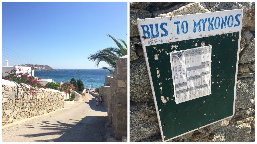 Agios Ioannis The Shirley Valentine Beach Mykonos Bus stop