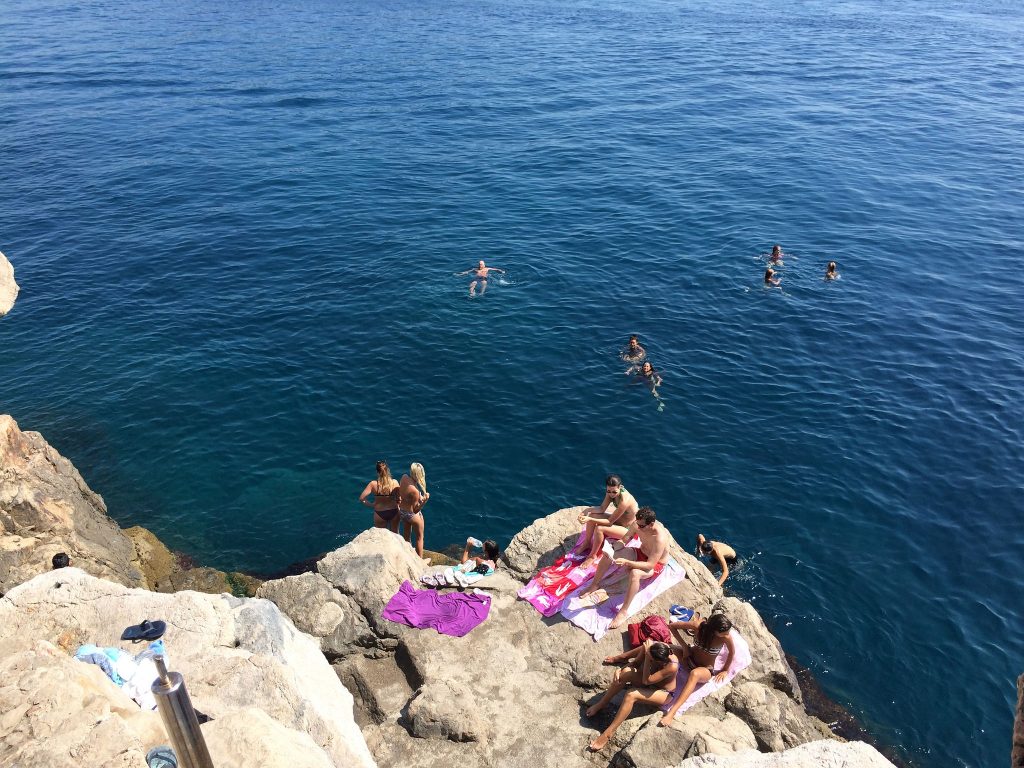 Buza Bar Dubrovnik Croatia sunbaking swimming